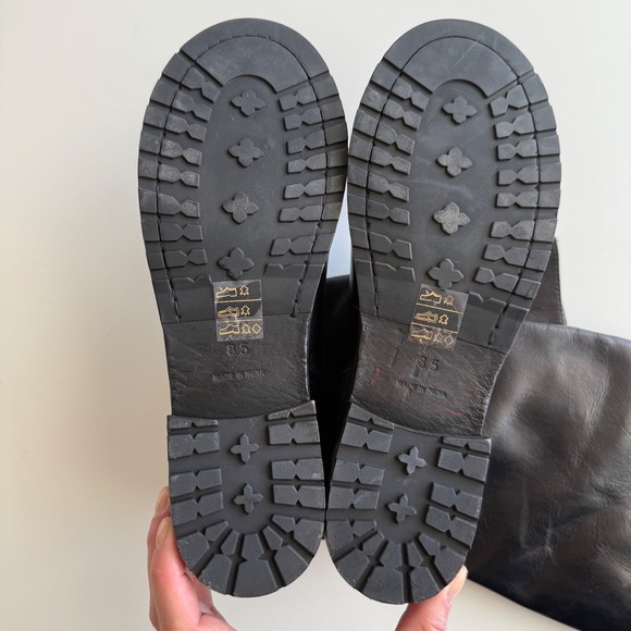 Free People NWOB Ride or Die Black Leather 2 Buckle Moto Engineer Boots sz 8.5 - Picture 9 of 11